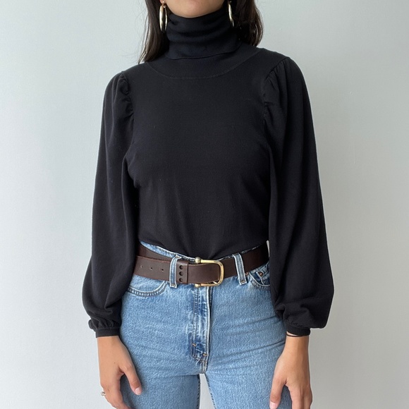 Vintage Sweaters - Zoe D turtleneck puff sleeve knit sweater